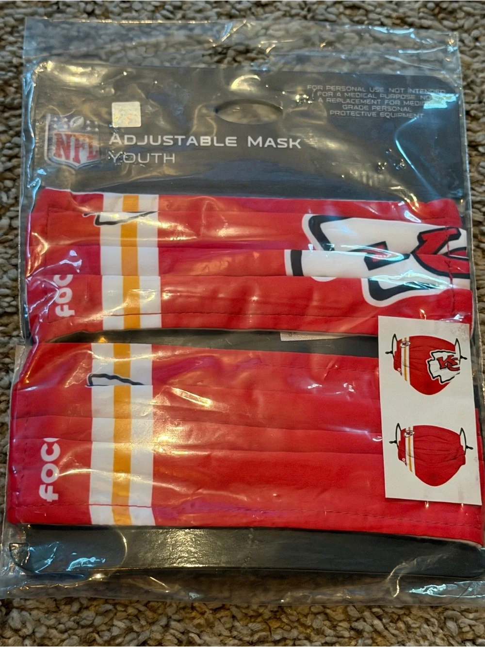 Youth Red NFL Adjustable Face Mask - Chiefs Design